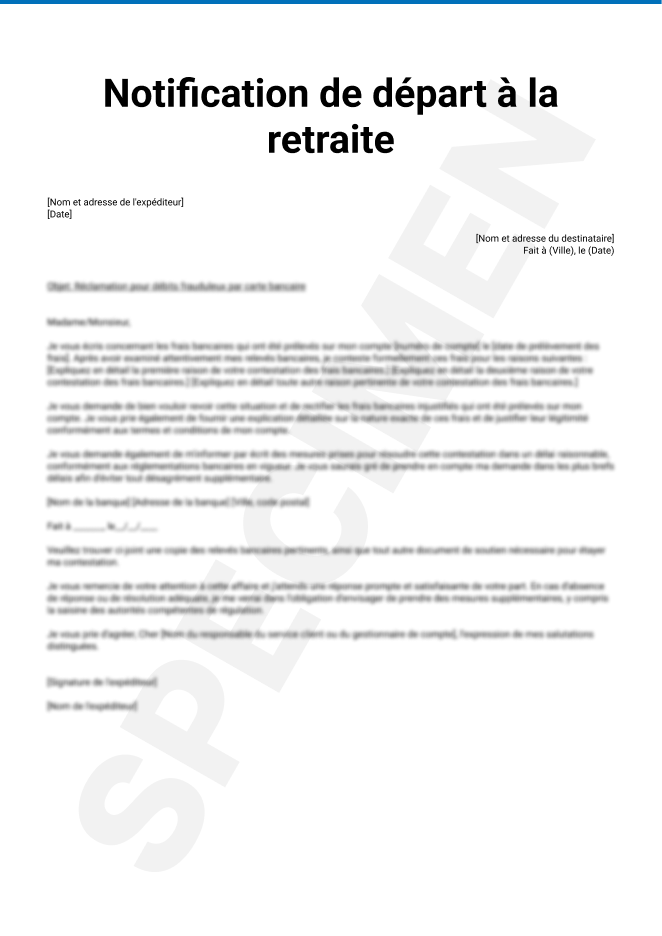 Notification de départ à la retraite