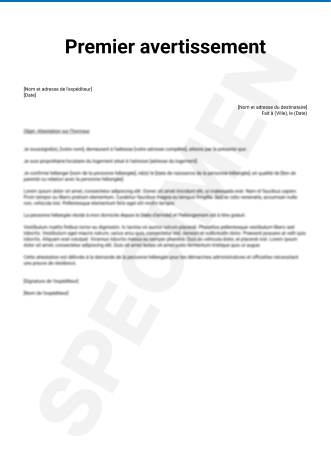 Premier avertissement