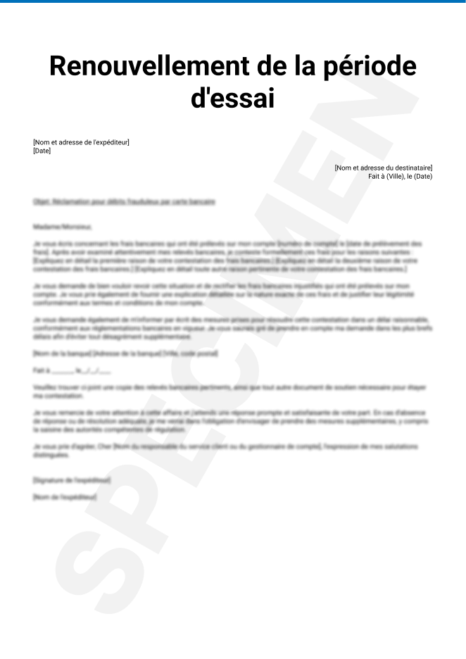 Renouvellement de la période d'essai