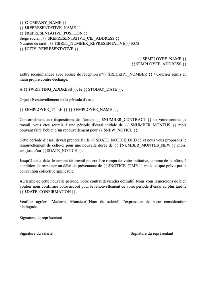 Renouvellement de la période d'essai : Si la convention collective est plus favorable au salarié que la loi - Sans remise en main propre