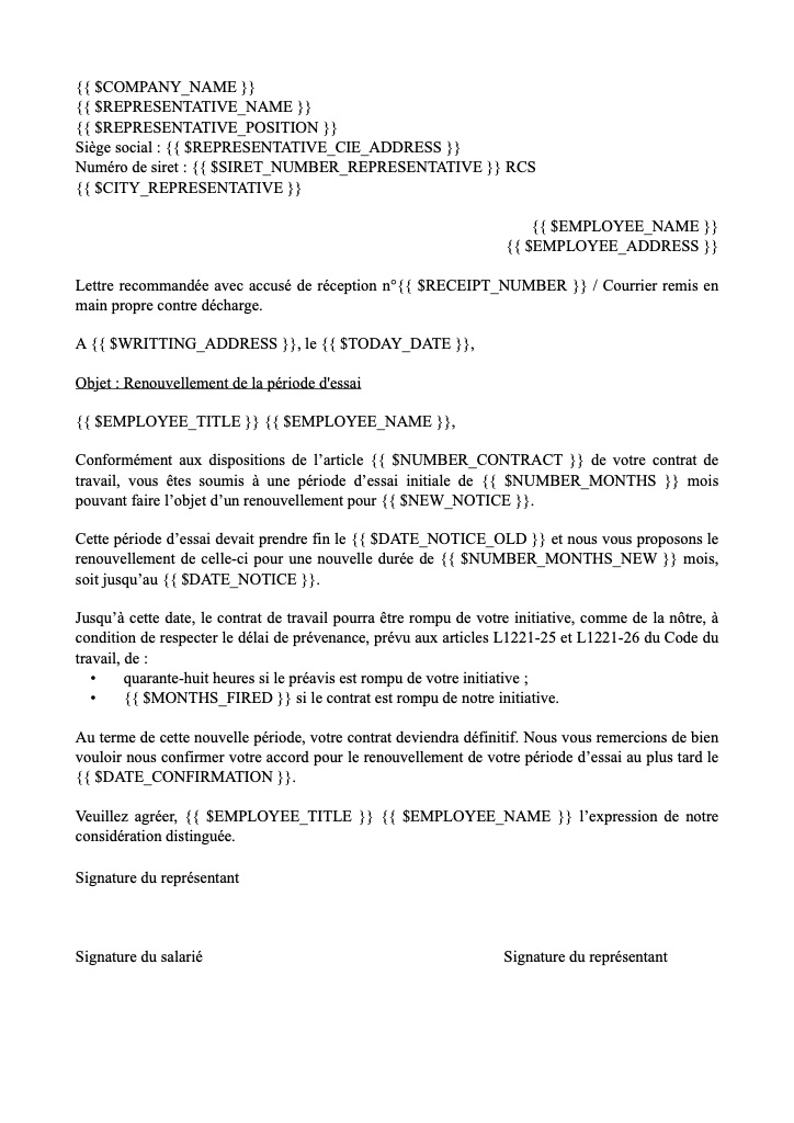 Renouvellement de la période d'essai : Si la loi est plus favorable au salarié que la convention collective - Sans remise en main propre